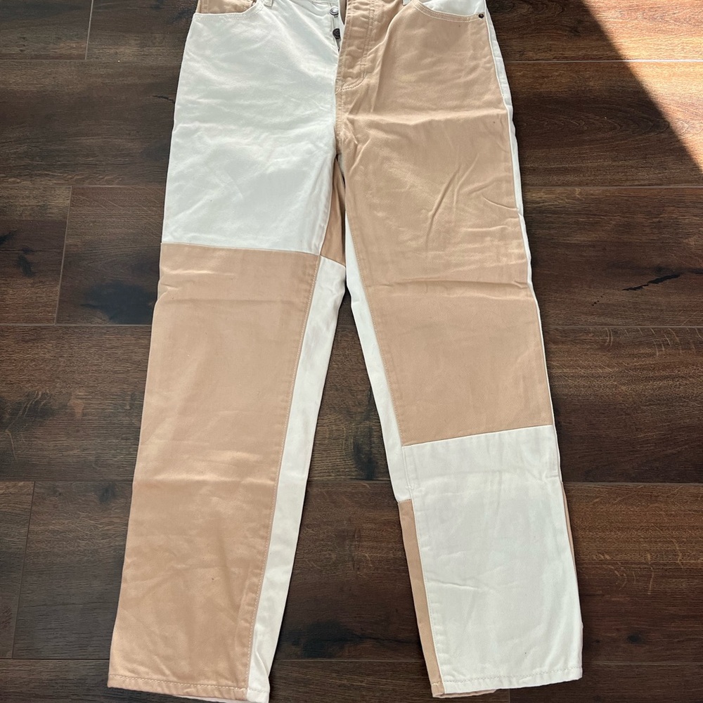 PacSun Cream and Tan High-Rise Pants